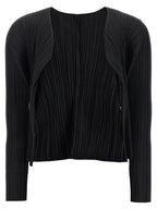 PLEATS PLEASE ISSEY MIYAKE Black Polyester Cardigan
