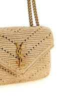 Saint Laurent Beige Raffia Shoulder Bag