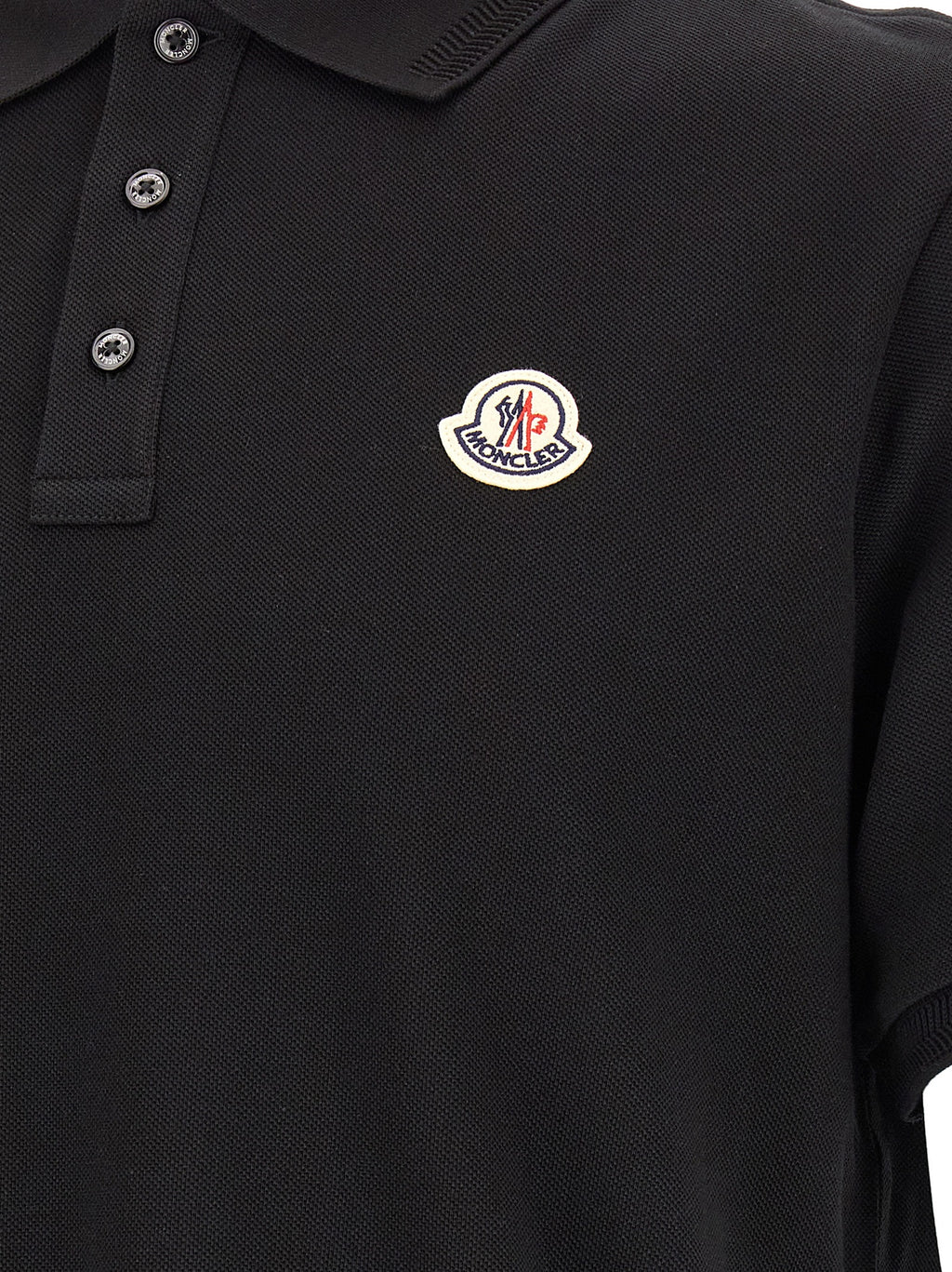 Moncler Black Cotton Polo Shirt