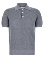 Brunello Cucinelli Blue Linen Polo Shirt