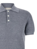 Brunello Cucinelli Blue Linen Polo Shirt