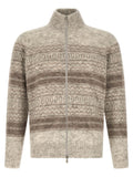 Brunello Cucinelli Beige Alpaca Leather Cardigan