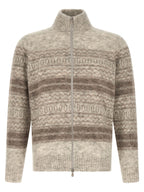 Brunello Cucinelli Beige Alpaca Leather Cardigan