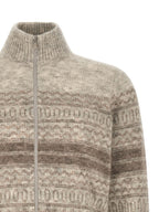 Brunello Cucinelli Beige Alpaca Leather Cardigan