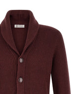 Brunello Cucinelli Bordeaux Cotton Cardigan
