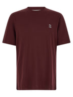 Brunello Cucinelli Bordeaux Cotton T-Shirt
