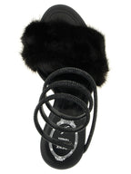RENE CAOVILLA Black Leather Stiletto Heel Sandals
