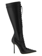 LE SILLA Black Lamb Leather Over The Knee