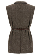 Brunello Cucinelli Brown Virgin Wool Sleeveless Jacket