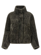 Brunello Cucinelli Gray Lamb Leather Full-Length Jacket