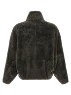 Brunello Cucinelli Gray Lamb Leather Full-Length Jacket