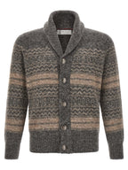 Brunello Cucinelli Gray Alpaca Leather Cardigan