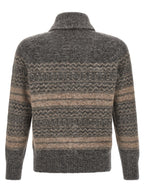 Brunello Cucinelli Gray Alpaca Leather Cardigan
