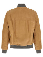 Brunello Cucinelli Beige Lamb Leather Leather Jacket