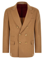 Brunello Cucinelli Beige Camel Hair  Blazer