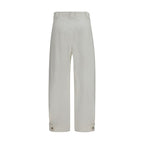 Max Mara White Cotton Cropped Pants
