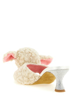 Moschino White Virgin Wool Mules