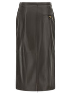 Alberta Ferretti Brown Lamb Leather Midi Skirt