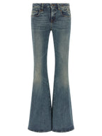 R13 Blue Cotton Flared Jeans