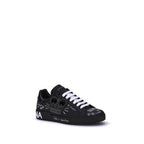 Dolce & Gabbana Black Calf Leather Bos Taurus Athletic Sneakers