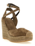 Brunello Cucinelli Brown Calfskin Wedge Sandals