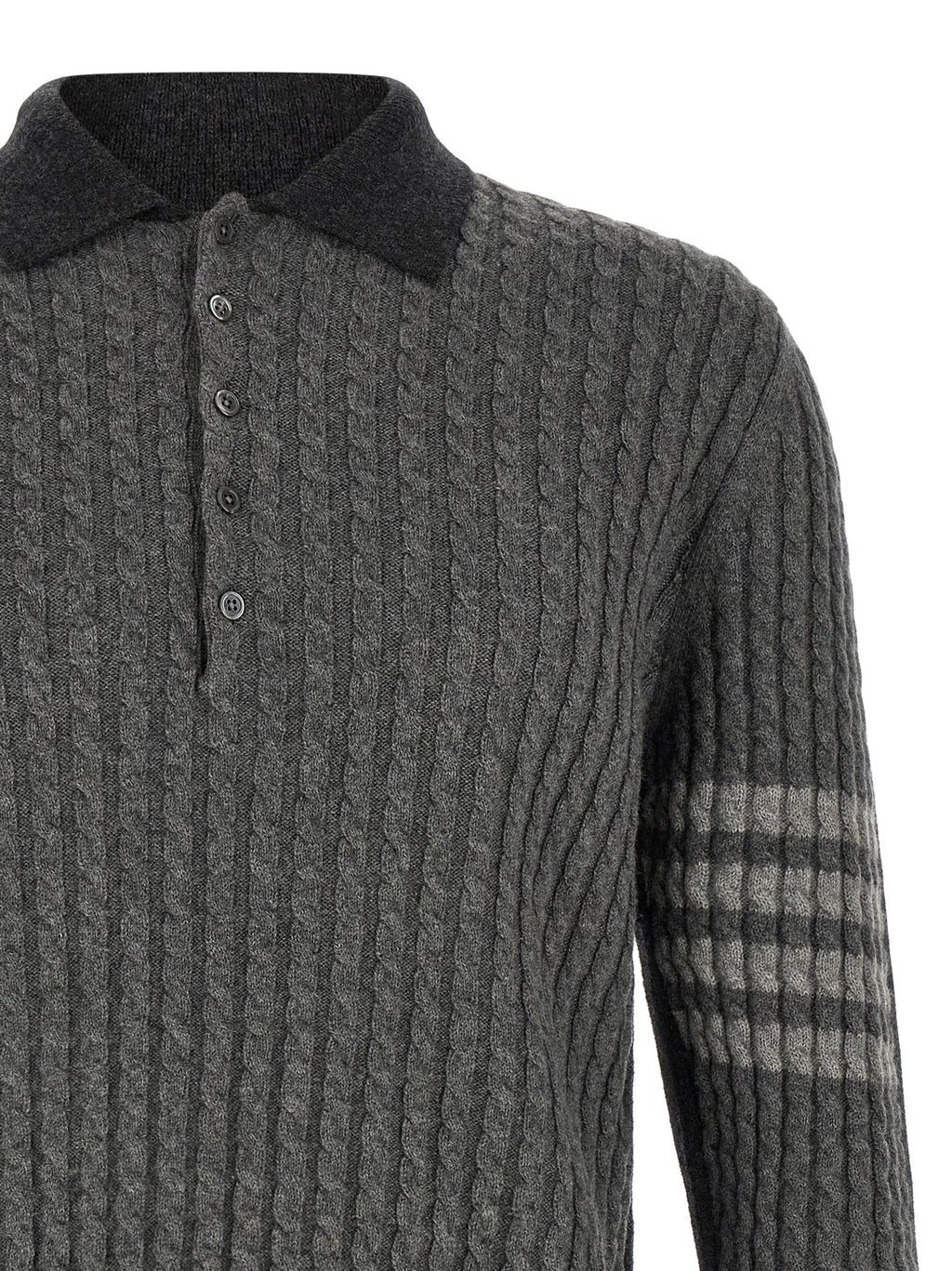 Thom Browne Gray Virgin Wool Polo Shirt