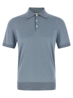 Brunello Cucinelli Blue Cotton Polo Shirt