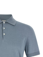 Brunello Cucinelli Blue Cotton Polo Shirt