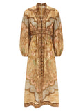 Zimmermann Brown Linen Midi Dress