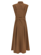 Brunello Cucinelli Brown Cotton Midi Dress