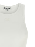Ganni White Organic Cotton Sleeveles T-Shirt