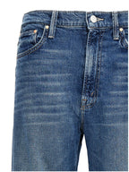 Mother Denim Blue Cotton Straight-Leg Jeans