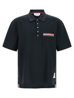 Thom Browne Blue Cotton Polo Shirt