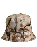 Dolce & Gabbana Men Beige Floral Wide Brim Bucket Capello Hat