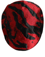 Dolce & Gabbana Men Red Black Stripe Cotton Newsboy Capello Hat