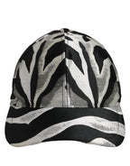 Dolce & Gabbana Men Black Silver Zebra Pattern Baseball Cap Hat