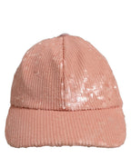 Dolce & Gabbana Men Pink Cotton Sequin Baseball Cap 6 Panels Hat