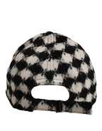 Dolce & Gabbana Men Black White Diamond Wool Baseball Cap Hat