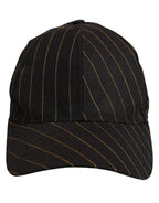 Dolce & Gabbana Black Gold Pinstriped Cotton Baseball Cap Hat