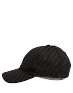 Dolce & Gabbana Black Gold Pinstriped Cotton Baseball Cap Hat
