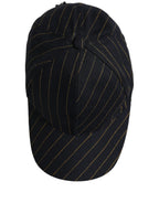 Dolce & Gabbana Black Gold Pinstriped Cotton Baseball Cap Hat