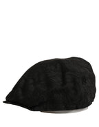 Dolce & Gabbana Men Black Floral Jacquard Newsboy Capello Hat