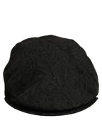 Dolce & Gabbana Men Black Floral Jacquard Newsboy Capello Hat