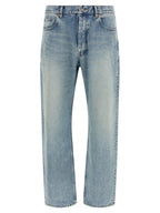 Saint Laurent Blue Cotton Straight-Leg Jeans