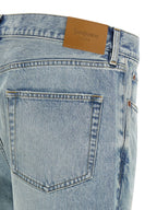 Saint Laurent Blue Cotton Straight-Leg Jeans
