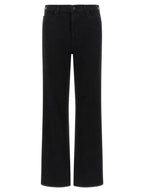 Mother Denim Black Cotton Flared Jeans