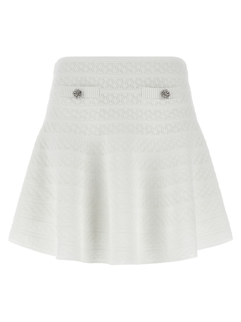 Self-Portrait White Viscose Long Skirt