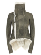 Rick Owens Gray Lamb Fur Leather Jacket
