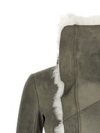 Rick Owens Gray Lamb Fur Leather Jacket
