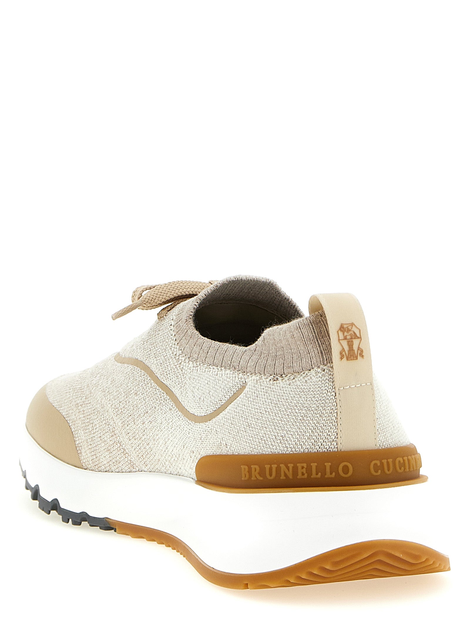 Brunello Cucinelli Beige Cotton Athletic Sneakers